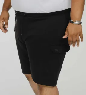 D555 Big Men's Black Fleece Cargo Shorts Elasticated Waist Cyrus 2